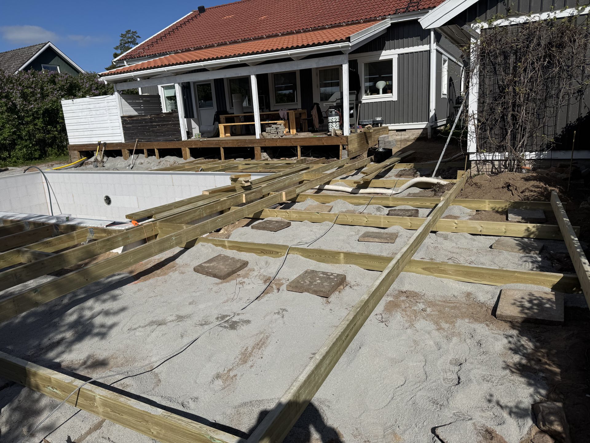 Terrace Around Pool Vikingstad by JB Build and Fix Ltd, Dorset