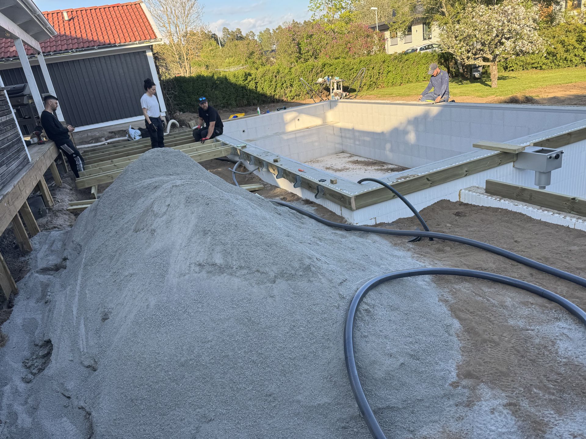 Terrace Around Pool Vikingstad by JB Build and Fix Ltd, Dorset