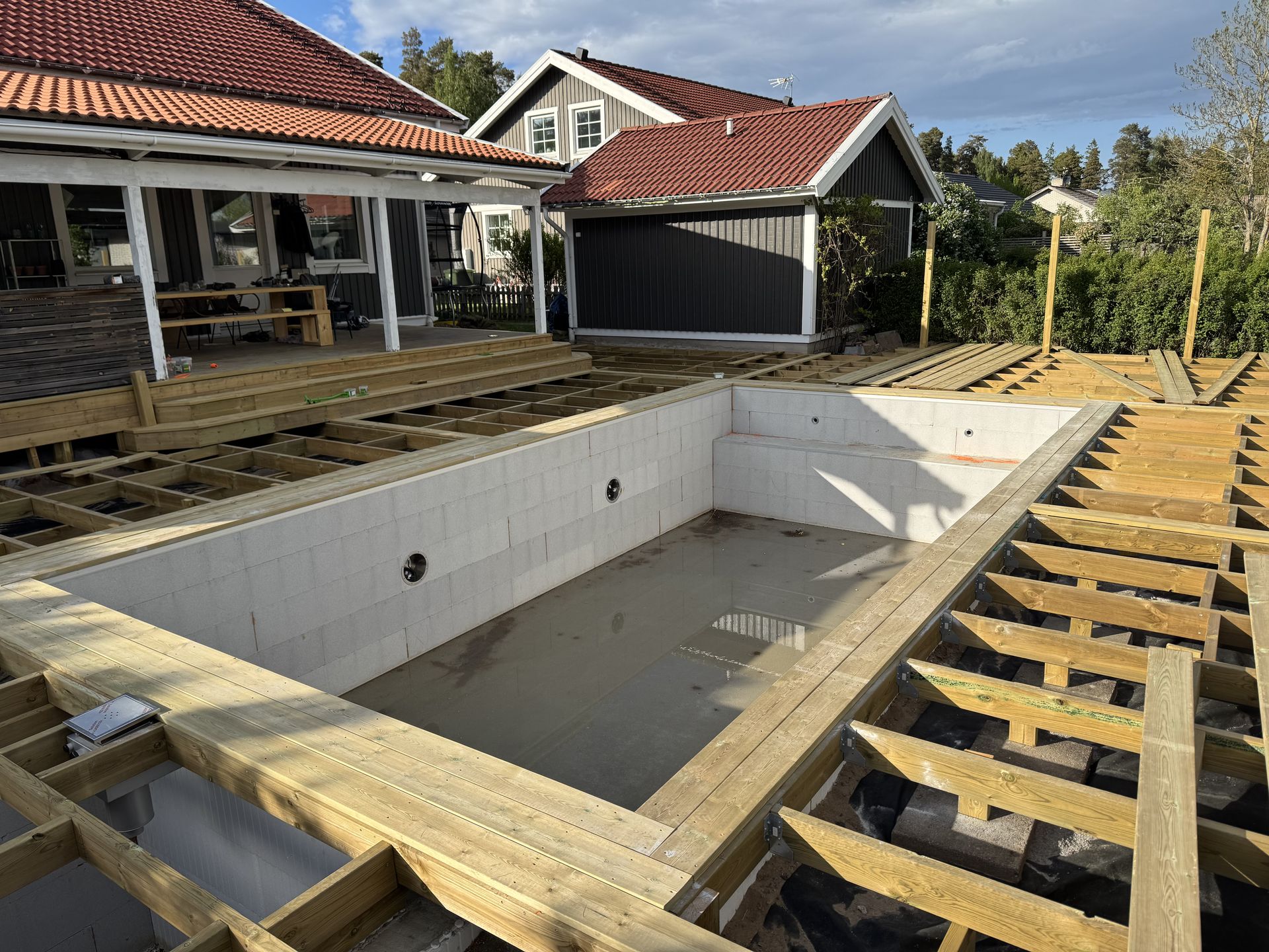 Terrace Around Pool Vikingstad by JB Build and Fix Ltd, Dorset