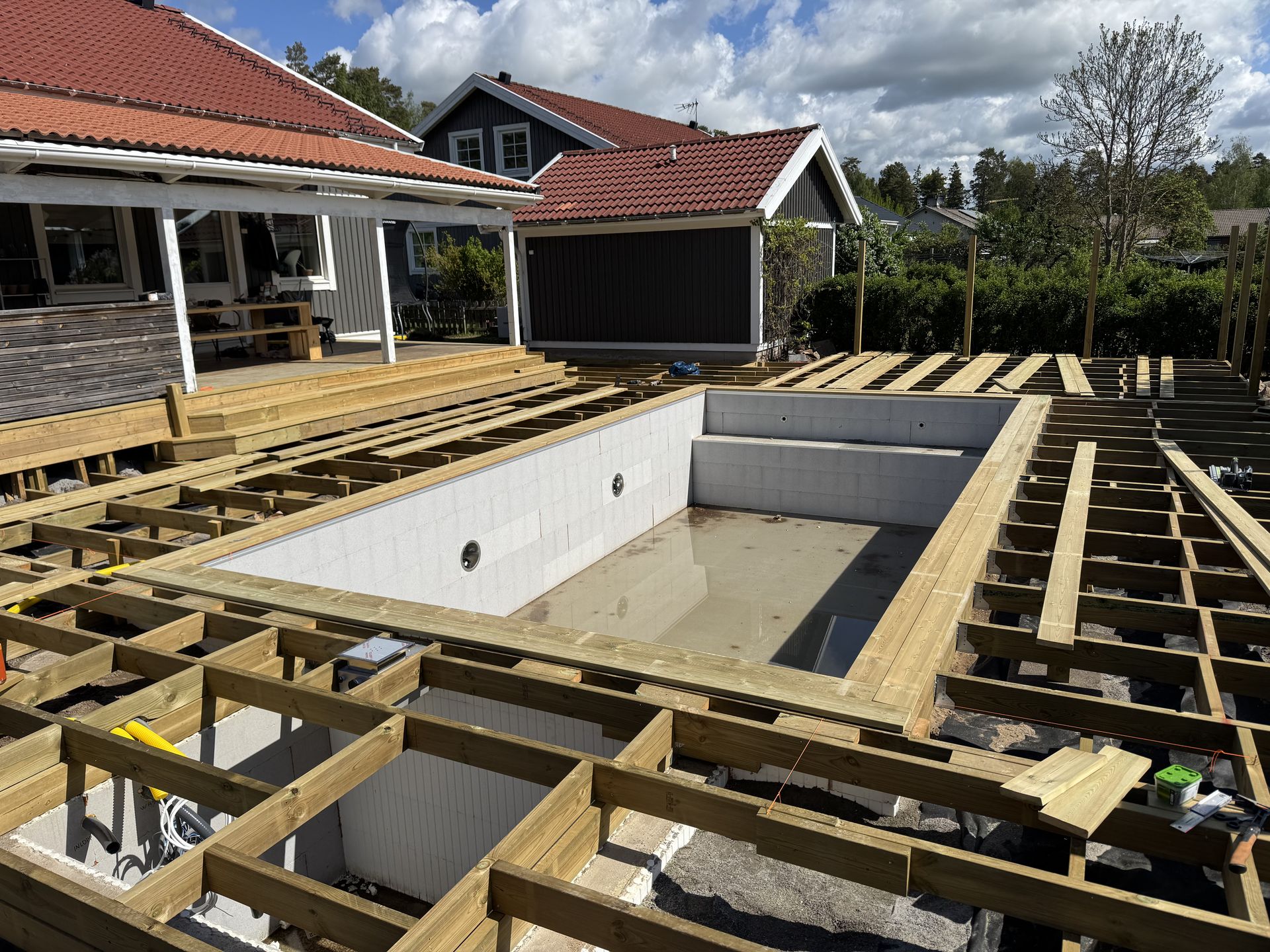 Terrace Around Pool Vikingstad by JB Build and Fix Ltd, Dorset