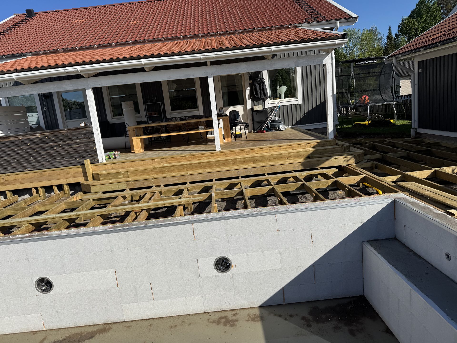 Terrace Around Pool Vikingstad by JB Build and Fix Ltd, Dorset