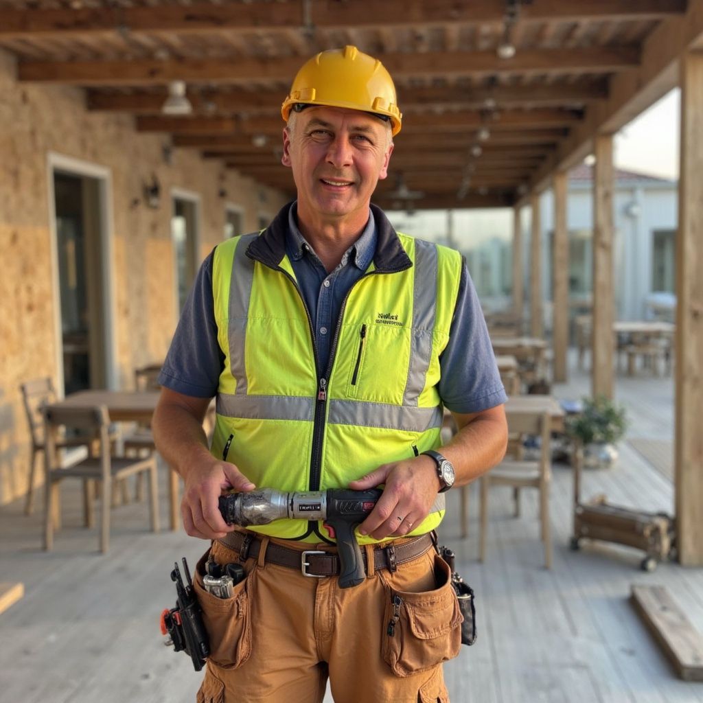 Janis Bunkovskis at work on a carpentry project in Dorset